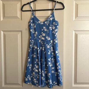 Blue and White Flower Print Minidress Size XS